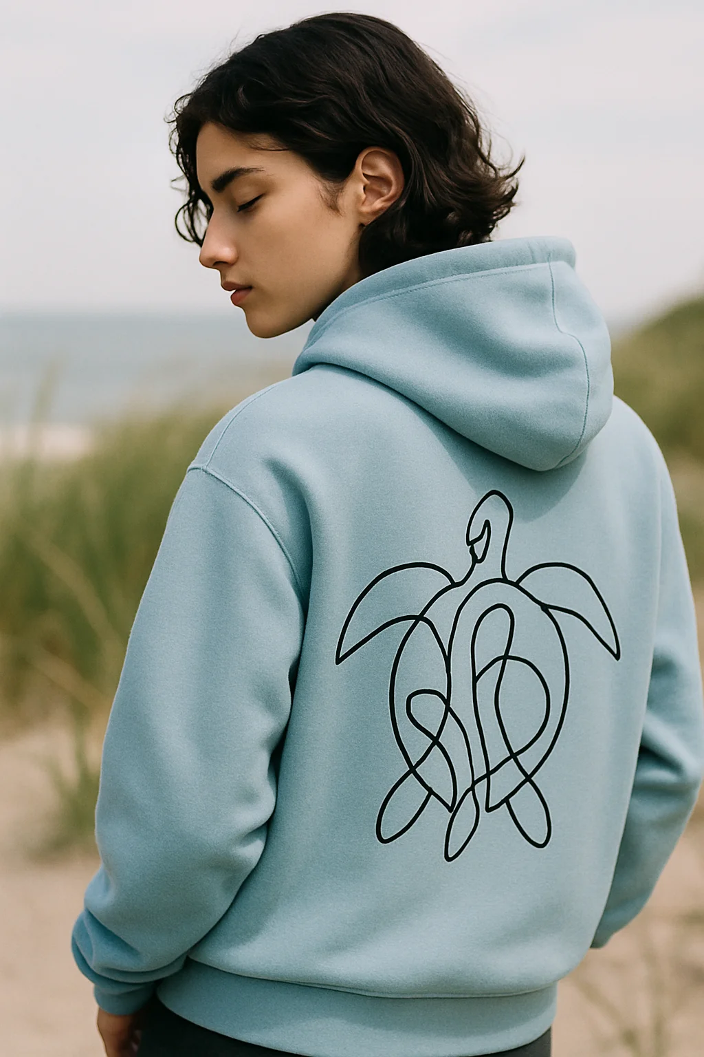 Hoodie featuring a hawksbill sea turtle inspired graphic from the Rare Species collection
