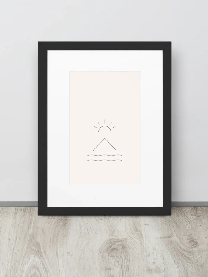 Horizon Mark framed art print 30x40 cm leaning against wall on wooden floor