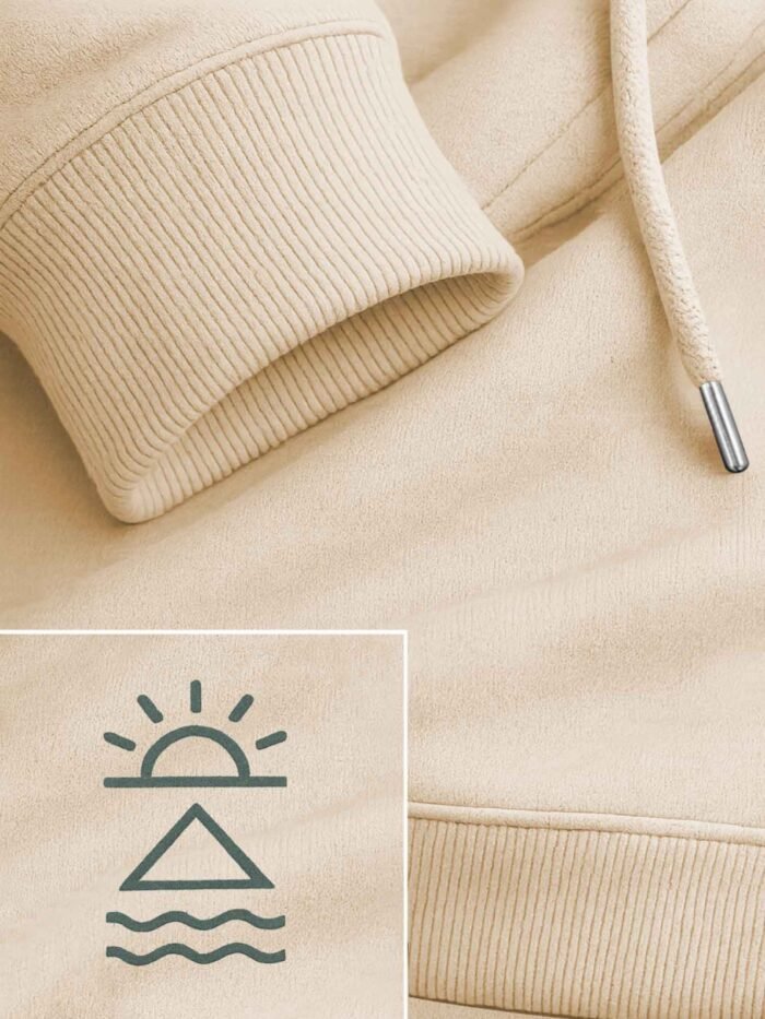 Horizon Mark Hoodie in Desert Dust closeup view