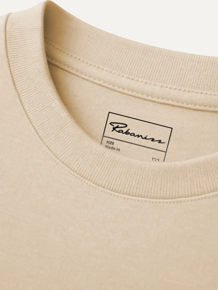 Desert Dust organic cotton t-shirt 1x1 rib collar detail