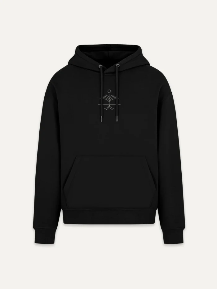 black-organic-cotton-hoodie-canopy-layer-minimal-design-front-view