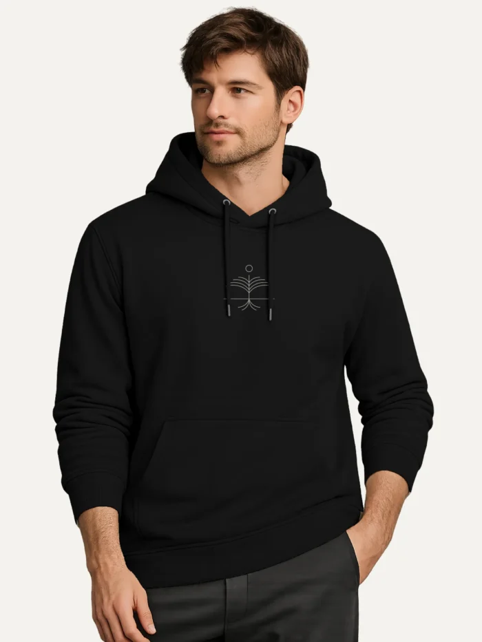 black-organic-cotton-hoodie-canopy-layer-design-worn-by-model-regular-fit