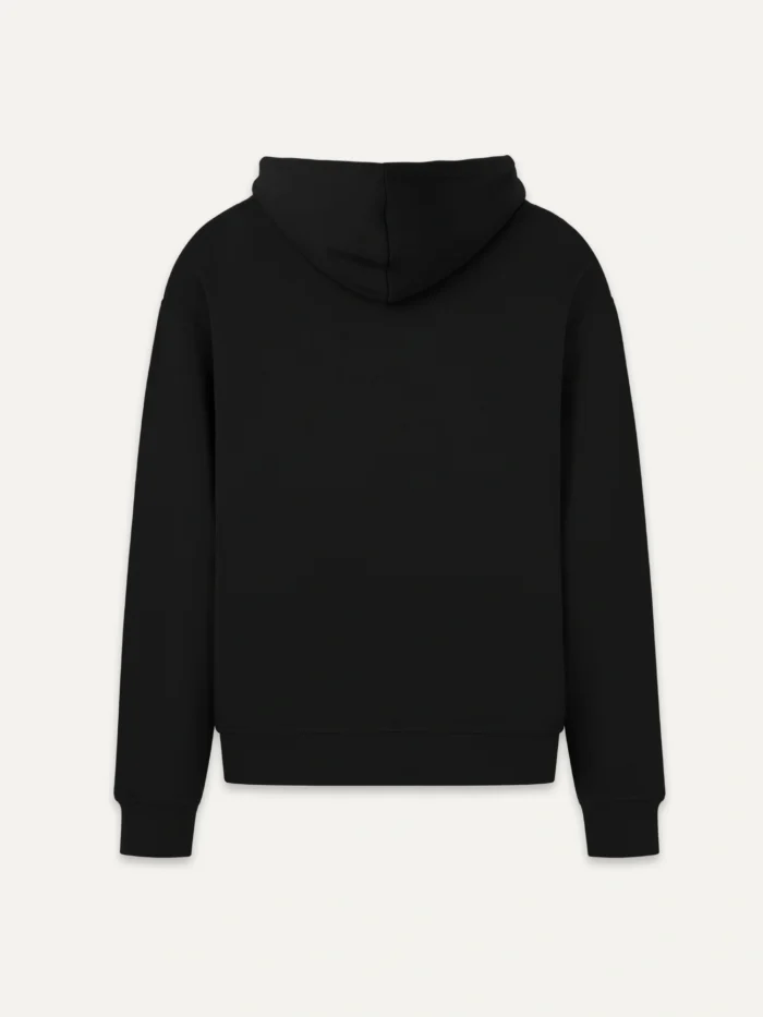 back view organic cotton hoodie in black ink