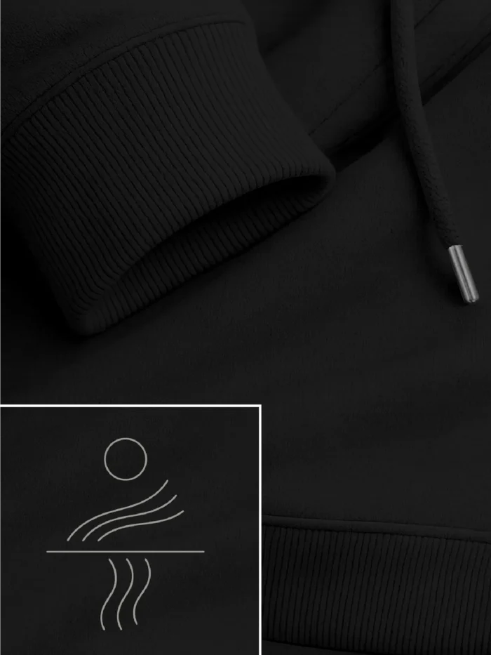 rib cuff detail of organic cotton hoodie