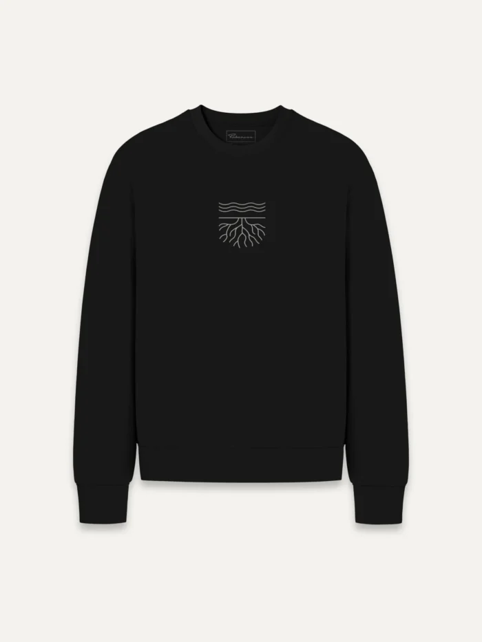 Surface & Root eco sweatshirt black front flat lay view