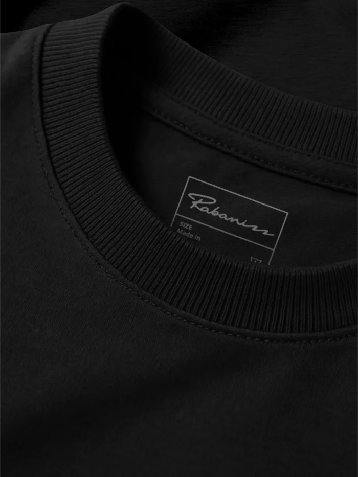Surface & Root eco sweatshirt black ribbed collar close-up
