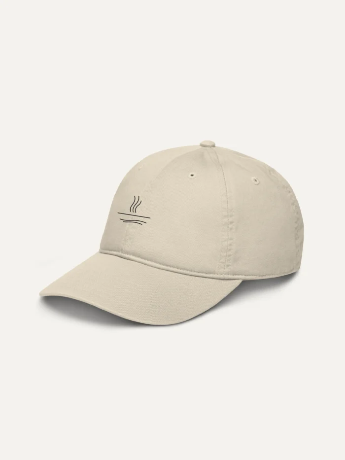 organic cotton cap oyster left side view minimal line embroidery left