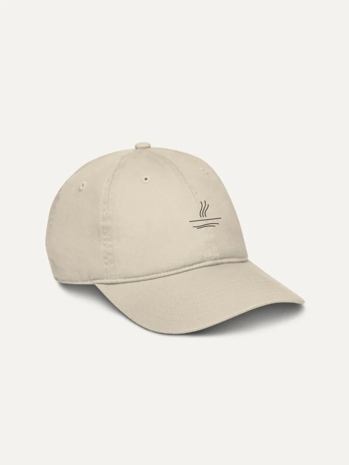 organic cotton cap oyster right side view minimal line embroidery right