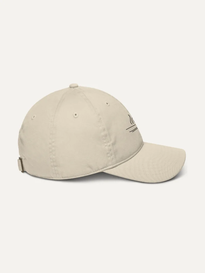 organic cotton cap oyster side view minimal embroidery design