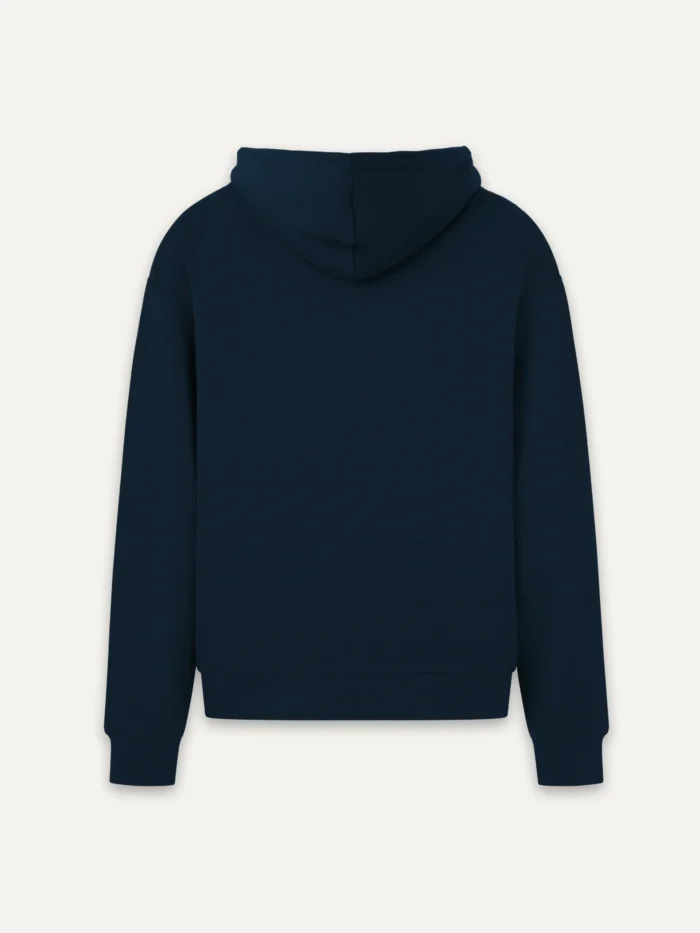organic cotton hoodie french navy back view plain