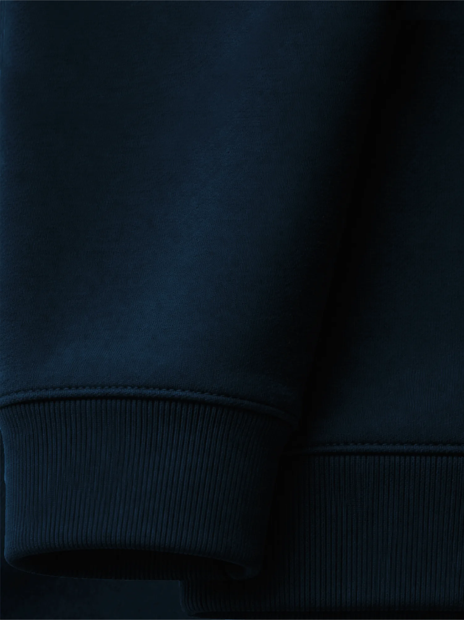 organic cotton sweatshirt french navy ribbed cuff and hem detail