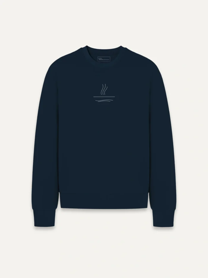 organic cotton sweatshirt french navy front view minimal line print
