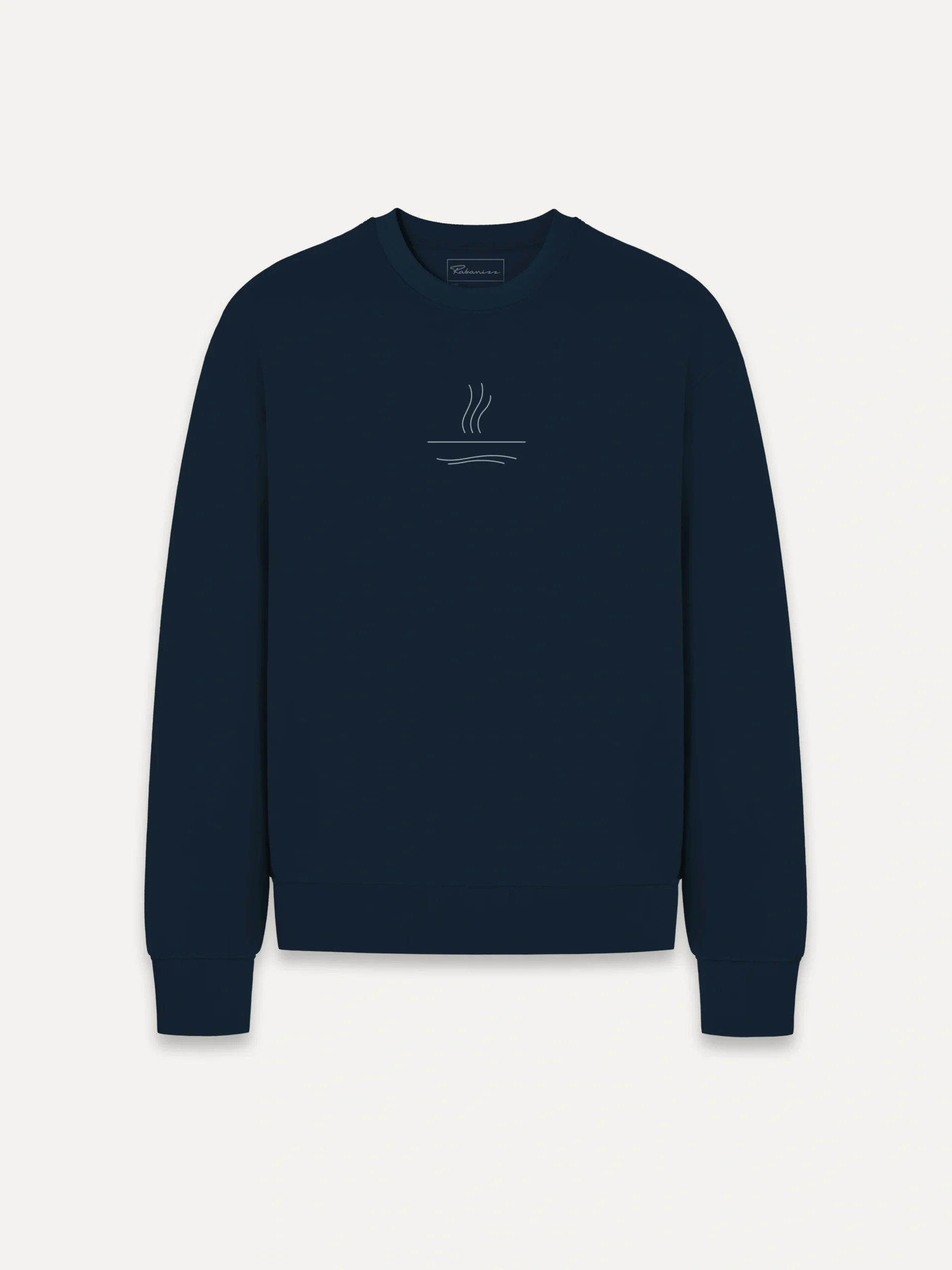 organic cotton sweatshirt french navy front view minimal line print