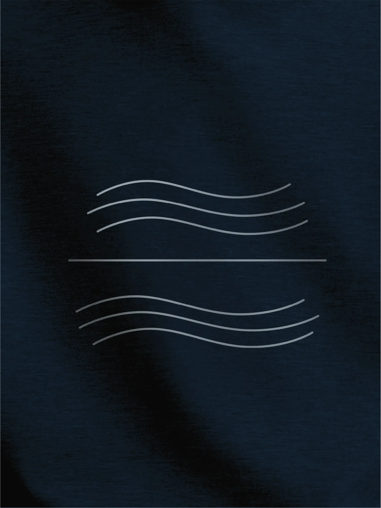 Close-up of Tidal Balance tidal line artwork printed in stone grey on French navy organic sweatshirt