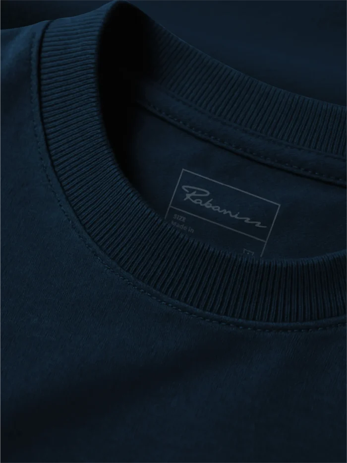 french navy organic sweatshirt ribbed crew neck detail cotton