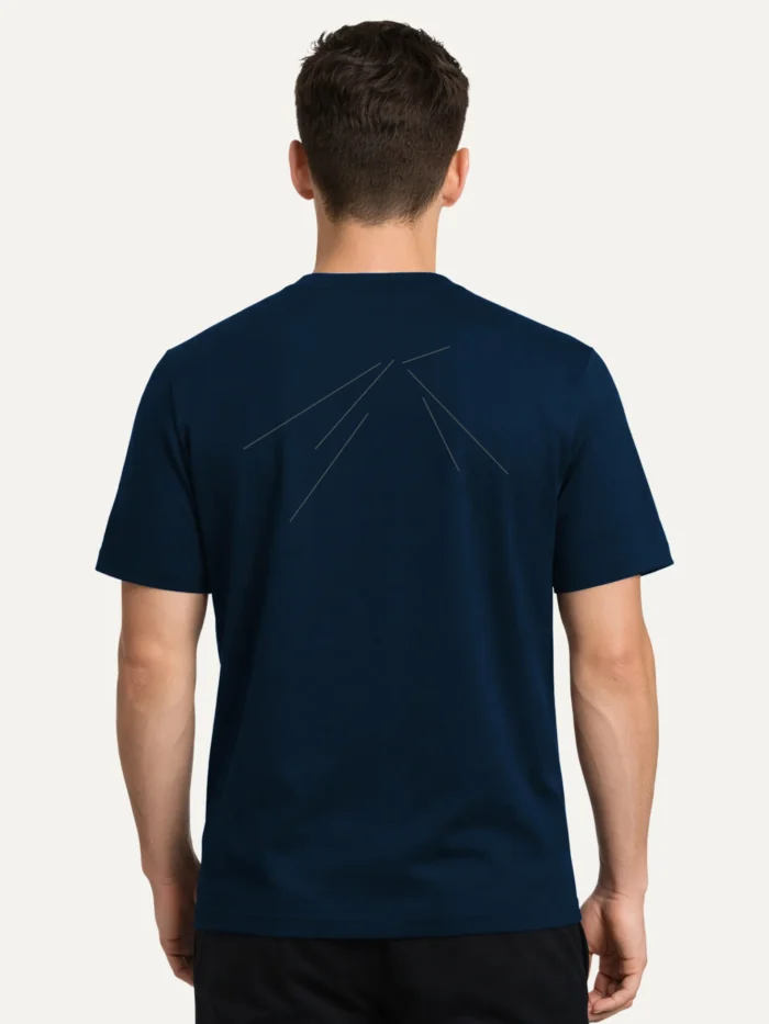track vector t-shirt french navy model back view minimal line design