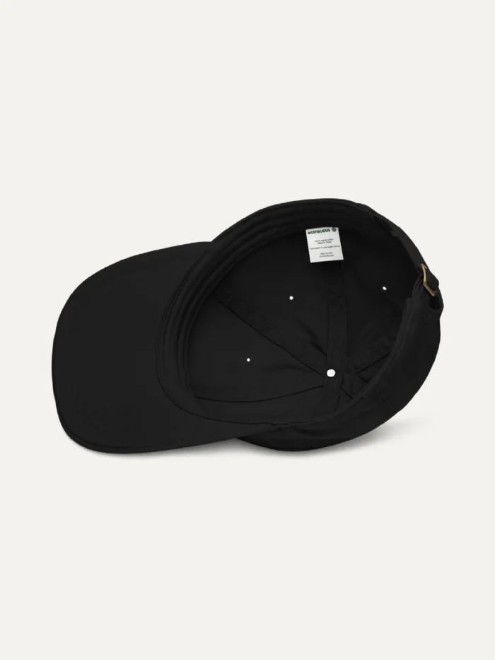 Wind Flow organic cotton twill cap black inside construction view