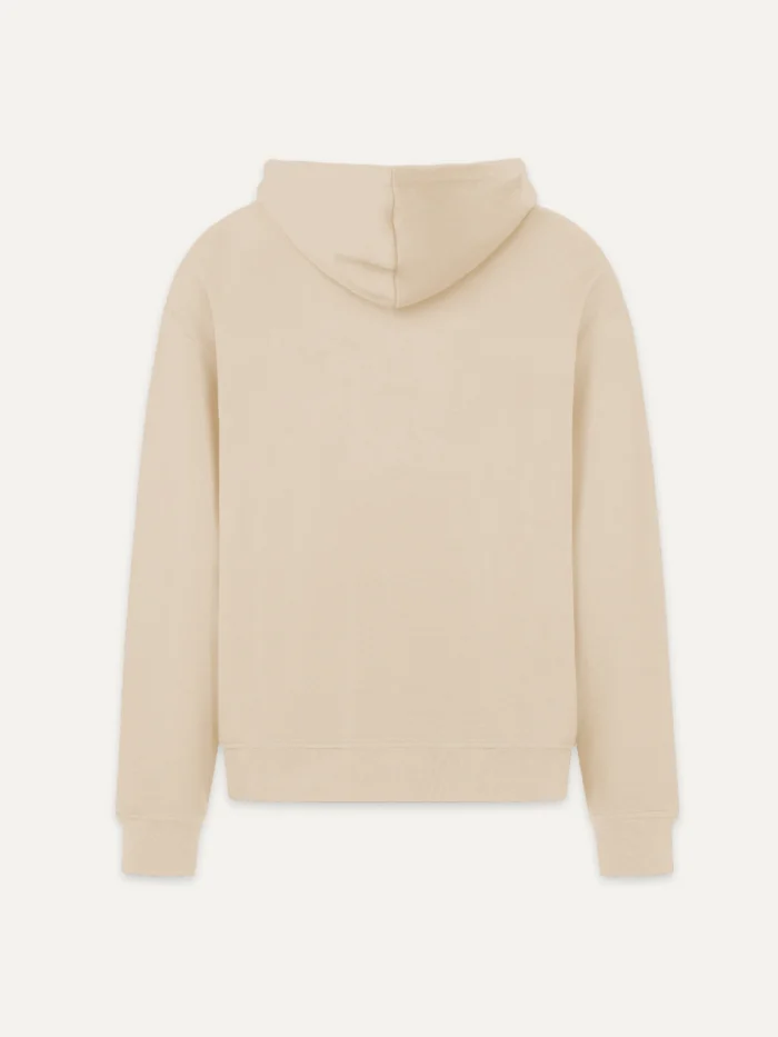 Wind Flow organic hoodie desert dust back view heavyweight fleece hoodie