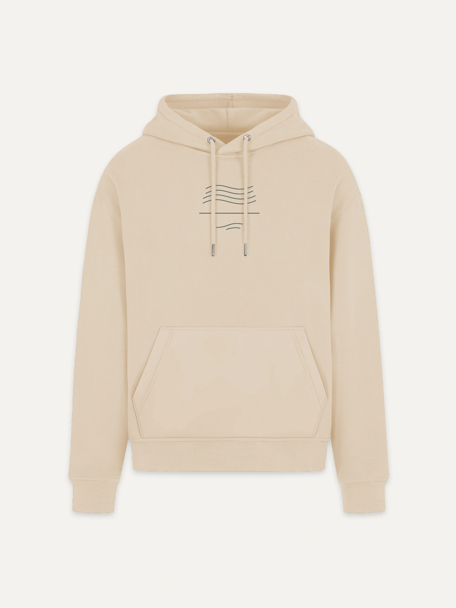 Wind Flow organic hoodie desert dust front view minimal wind line artwork