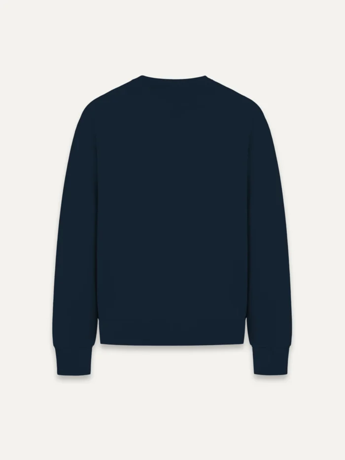 Wind Flow organic sweatshirt in French navy back view heavyweight organic cotton