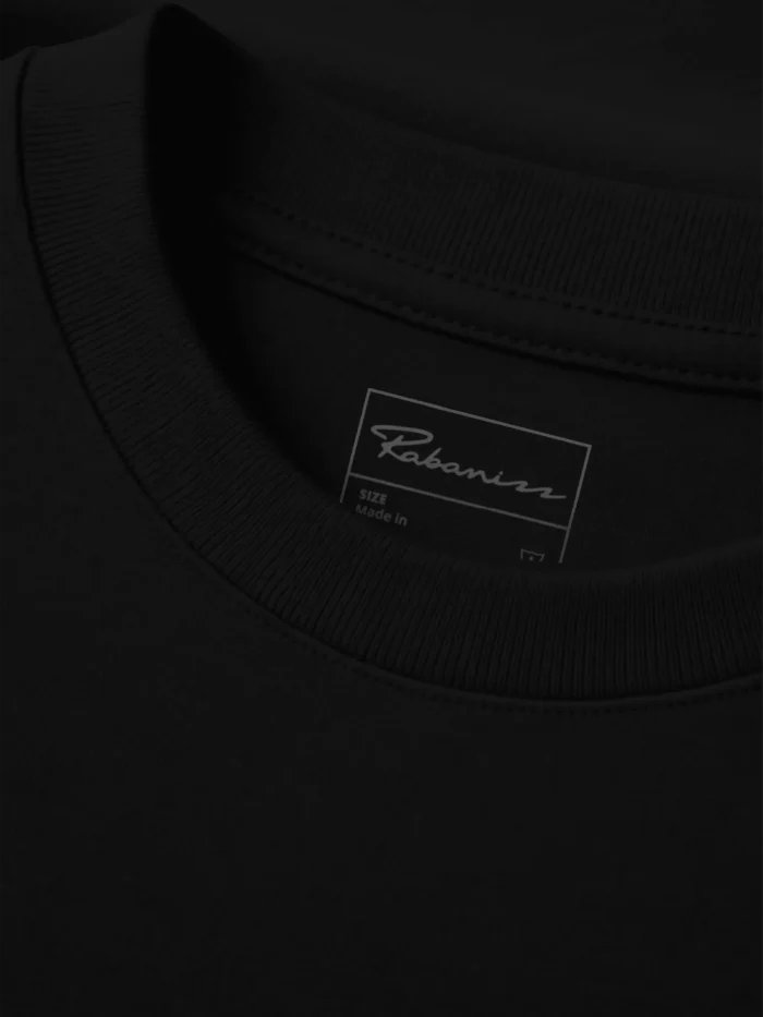 Wind Flow organic cotton t-shirt black ink neckline label detail