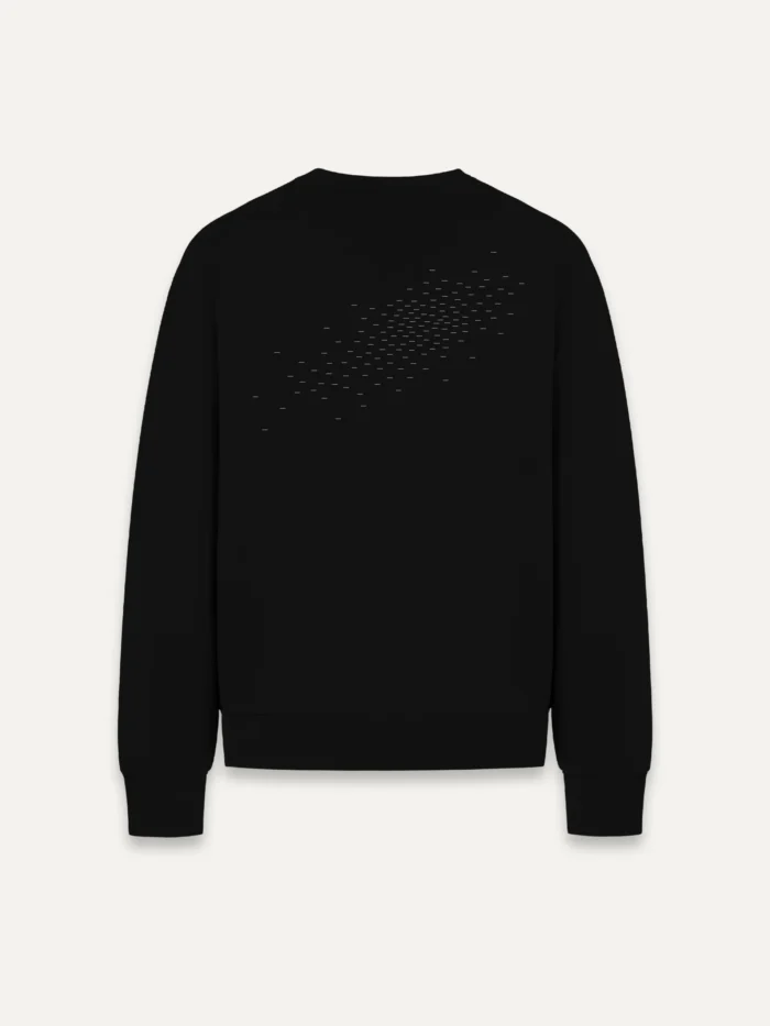 Black organic sweatshirt back view with Camouflage Field print