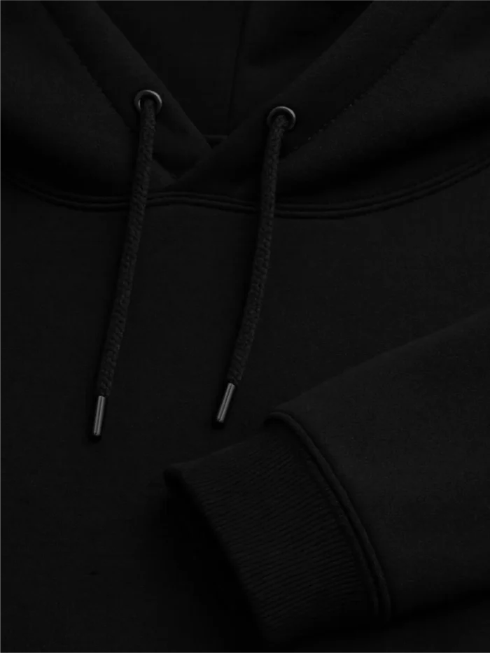 black-organic-hoodie-ribbed-cuff-drawcord-and-fabric-detail