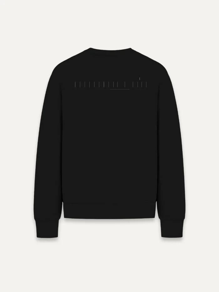 Black organic cotton sweatshirt with Seasonal Index back artwork