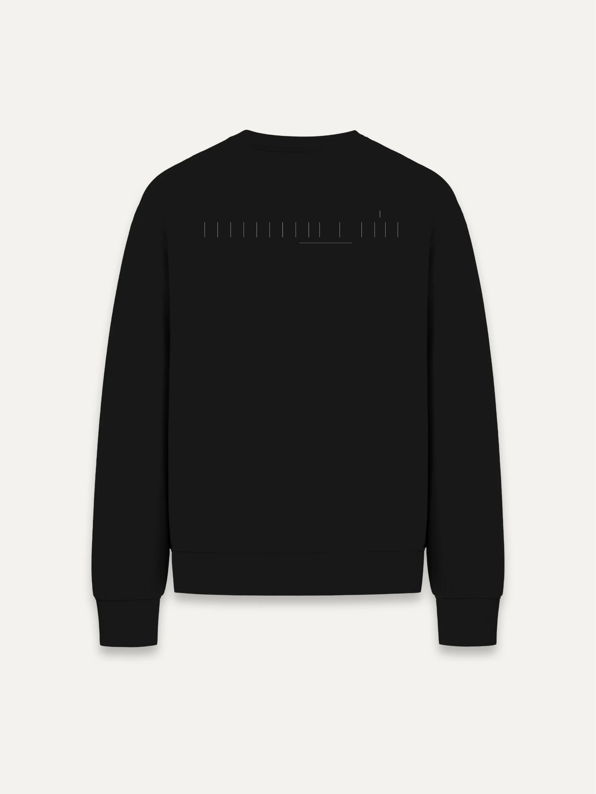 Black organic cotton sweatshirt with Seasonal Index back artwork
