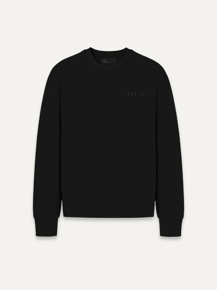 Black Seasonal Index sweatshirt with minimal Charcoal chest detail