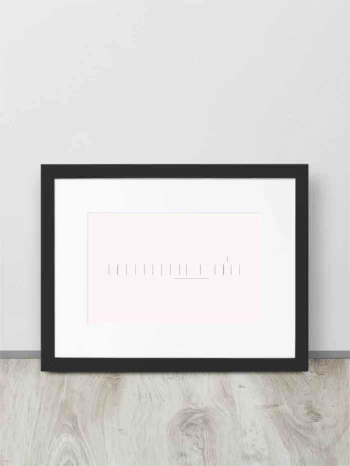 Seasonal Index framed art displayed against a minimal interior wall