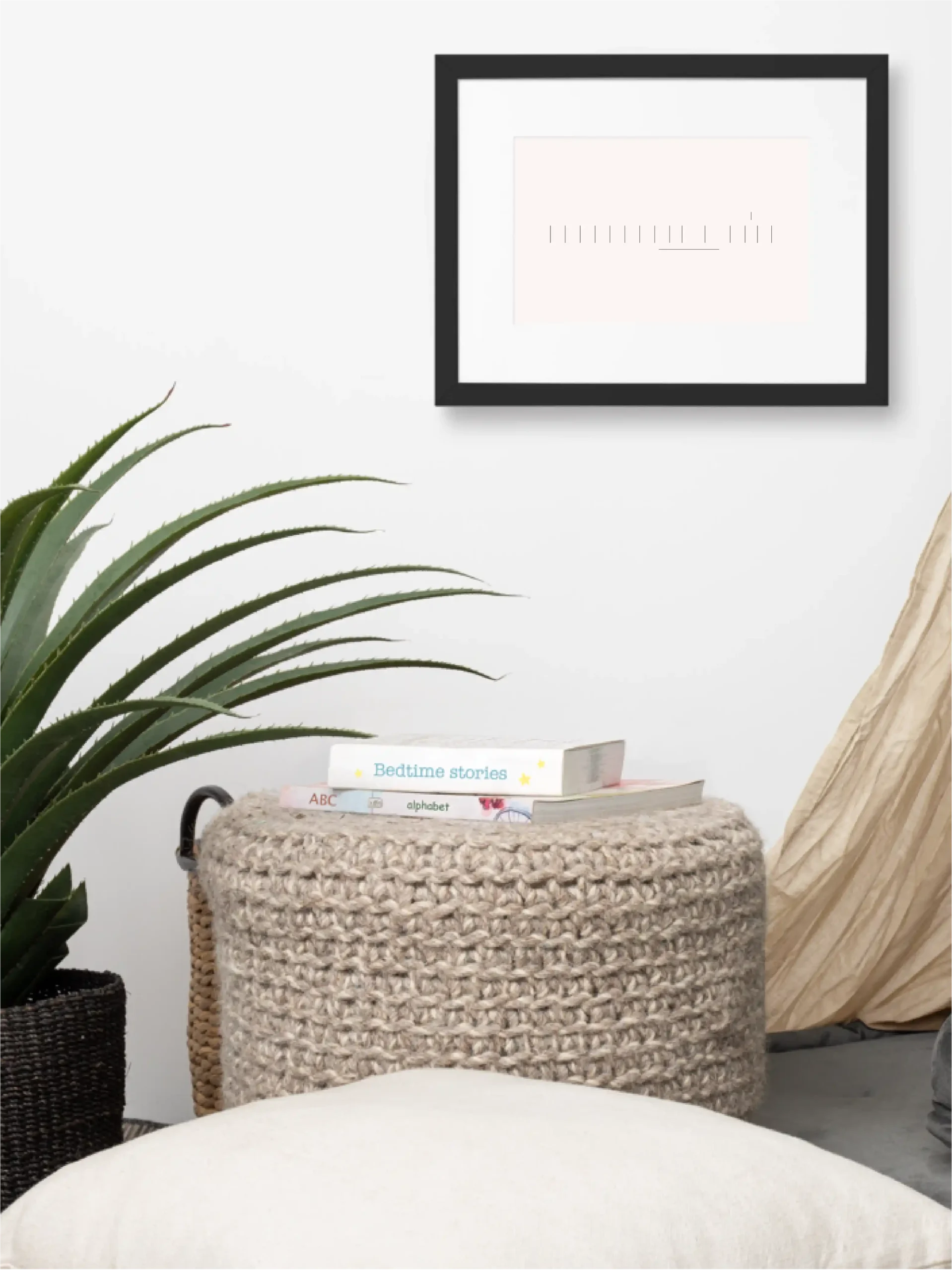 Seasonal Index framed art displayed in a calm neutral living space
