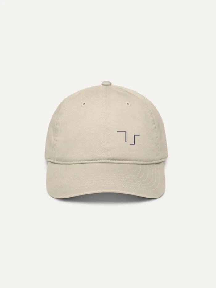 Held Insert Oyster cap with muted indigo embroidery