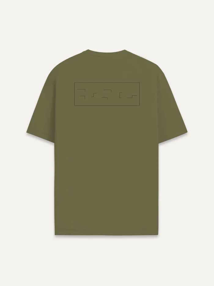 Held Insert Khaki organic T-shirt with back artwork