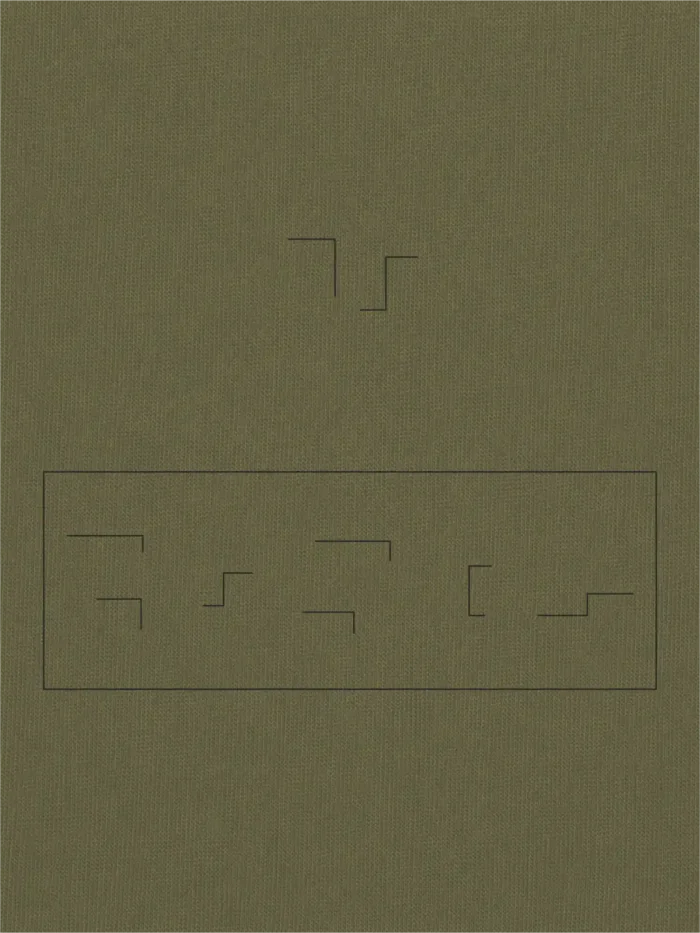 Held Insert fine-line artwork printed on Khaki cotton
