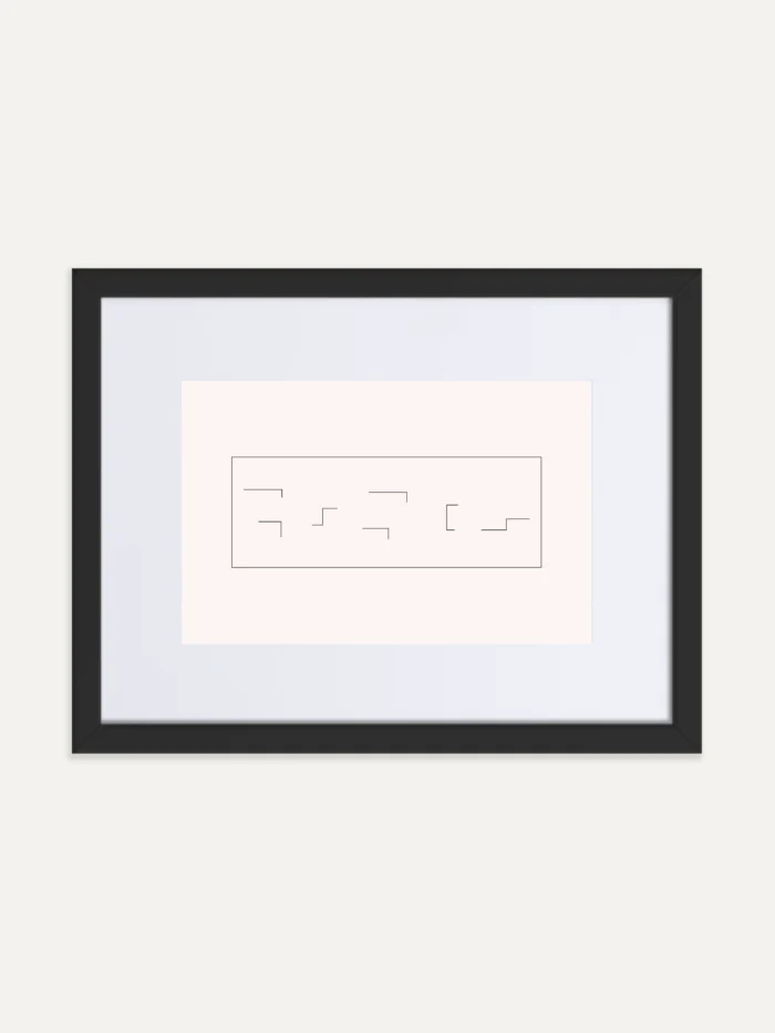 Held Insert framed art print with black frame and white mat