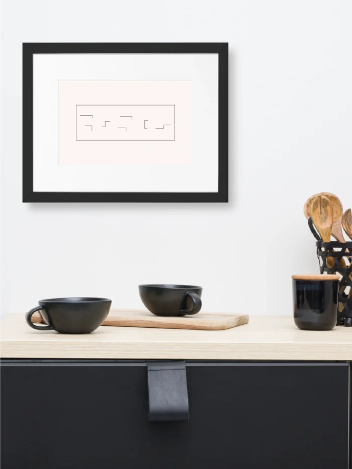 Held Insert framed art print displayed above a kitchen counter