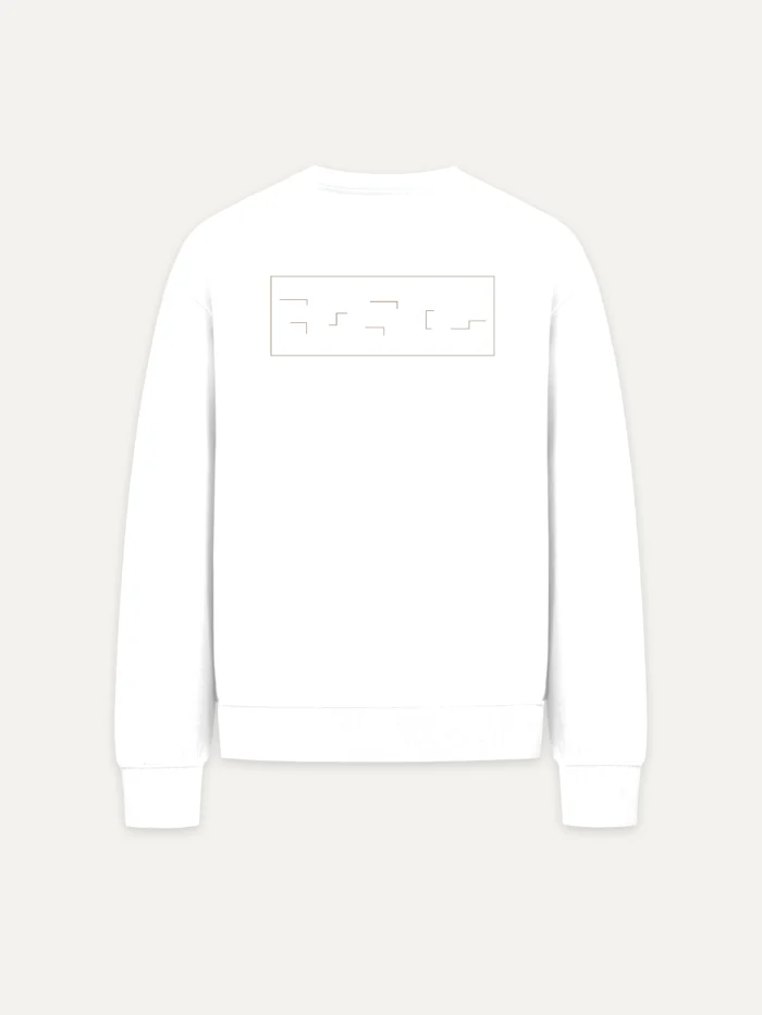 Held Insert White sweatshirt with horizontal back artwork