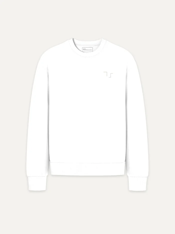 Held Insert White organic sweatshirt with minimal chest signal