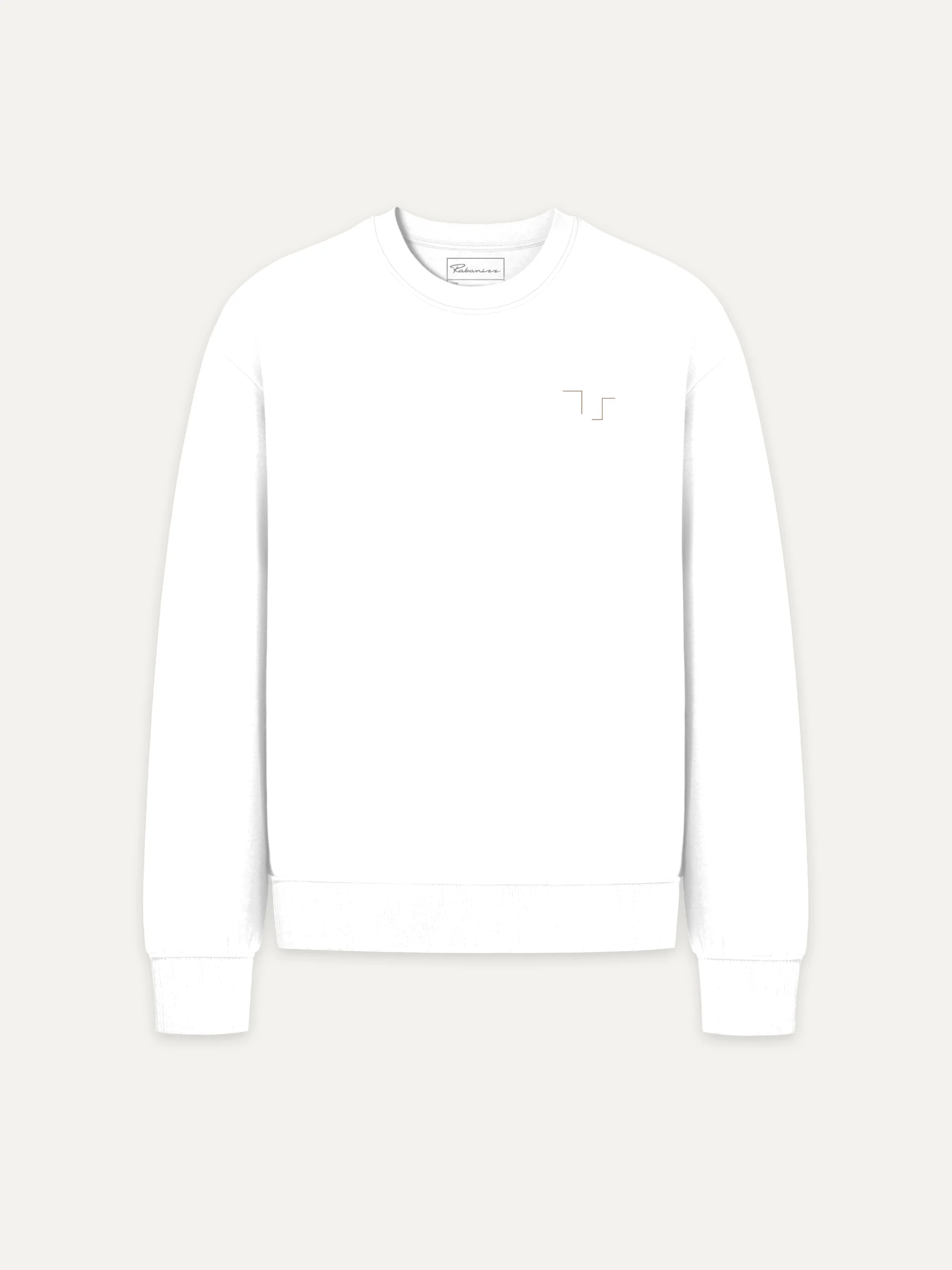 Held Insert White organic sweatshirt with minimal chest signal