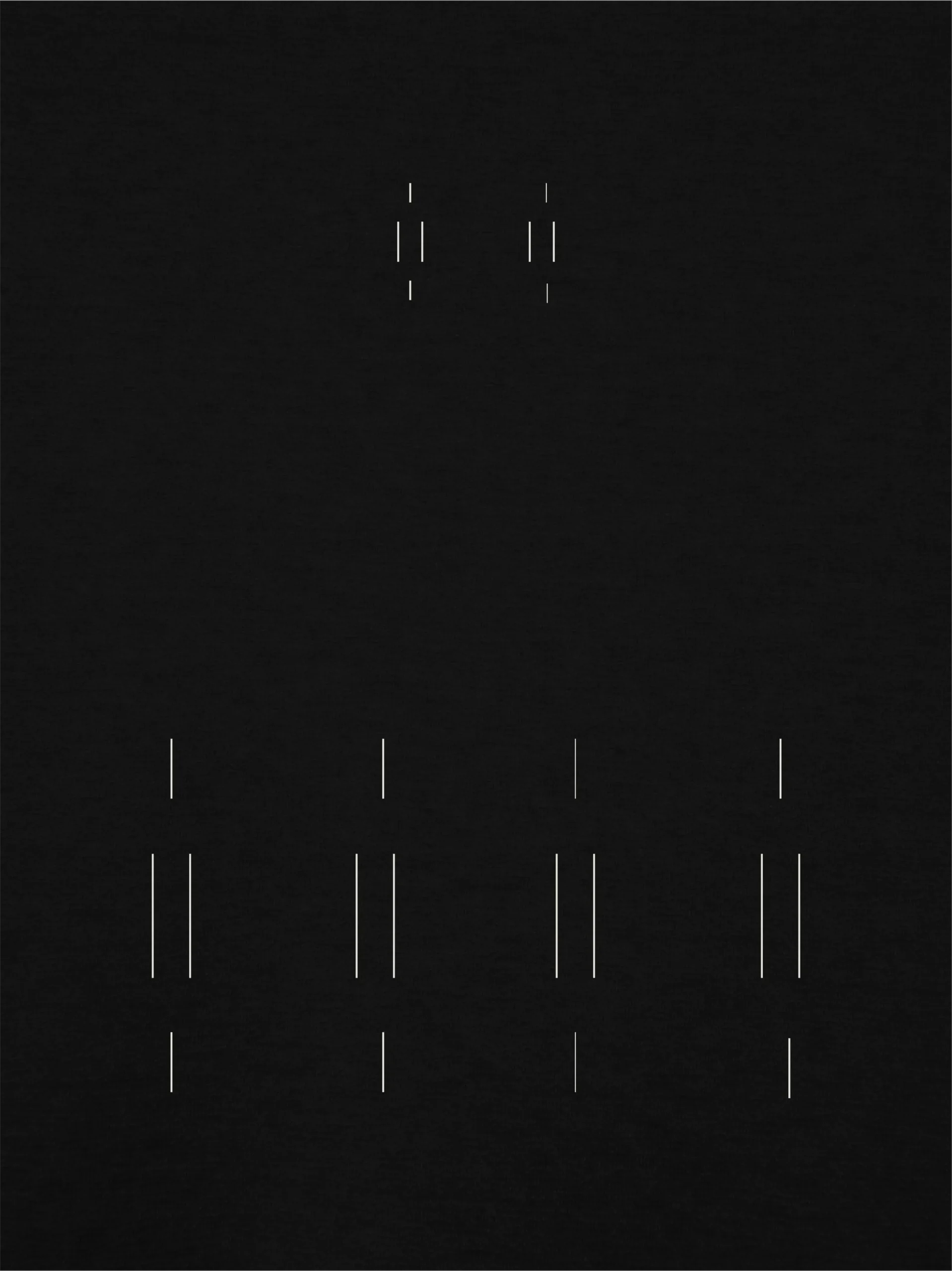 Close-up of Stone White Memory Relay signals printed on black cotton