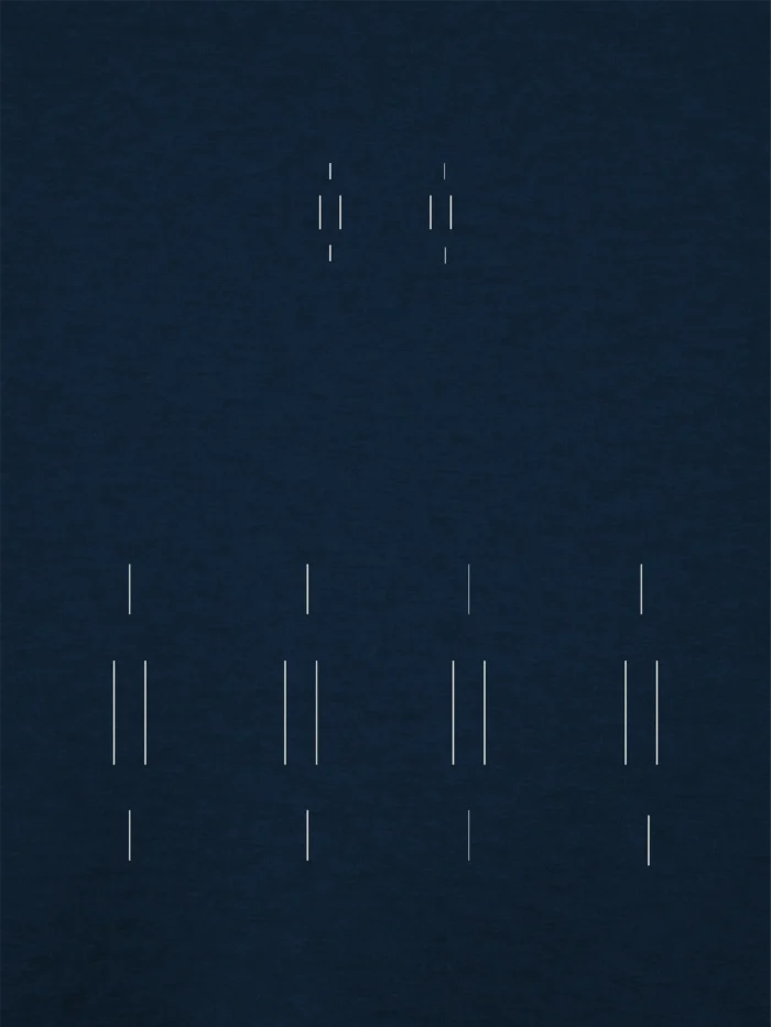 Stone White Memory Relay artwork on French Navy sweatshirt fabric