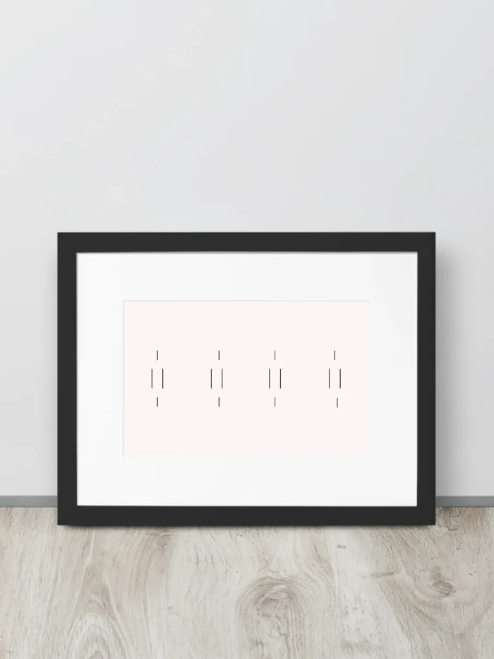 Memory Relay framed art displayed against a minimal interior wall