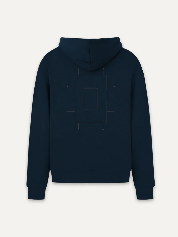 Prepared Tension French Navy organic hoodie with back artwork