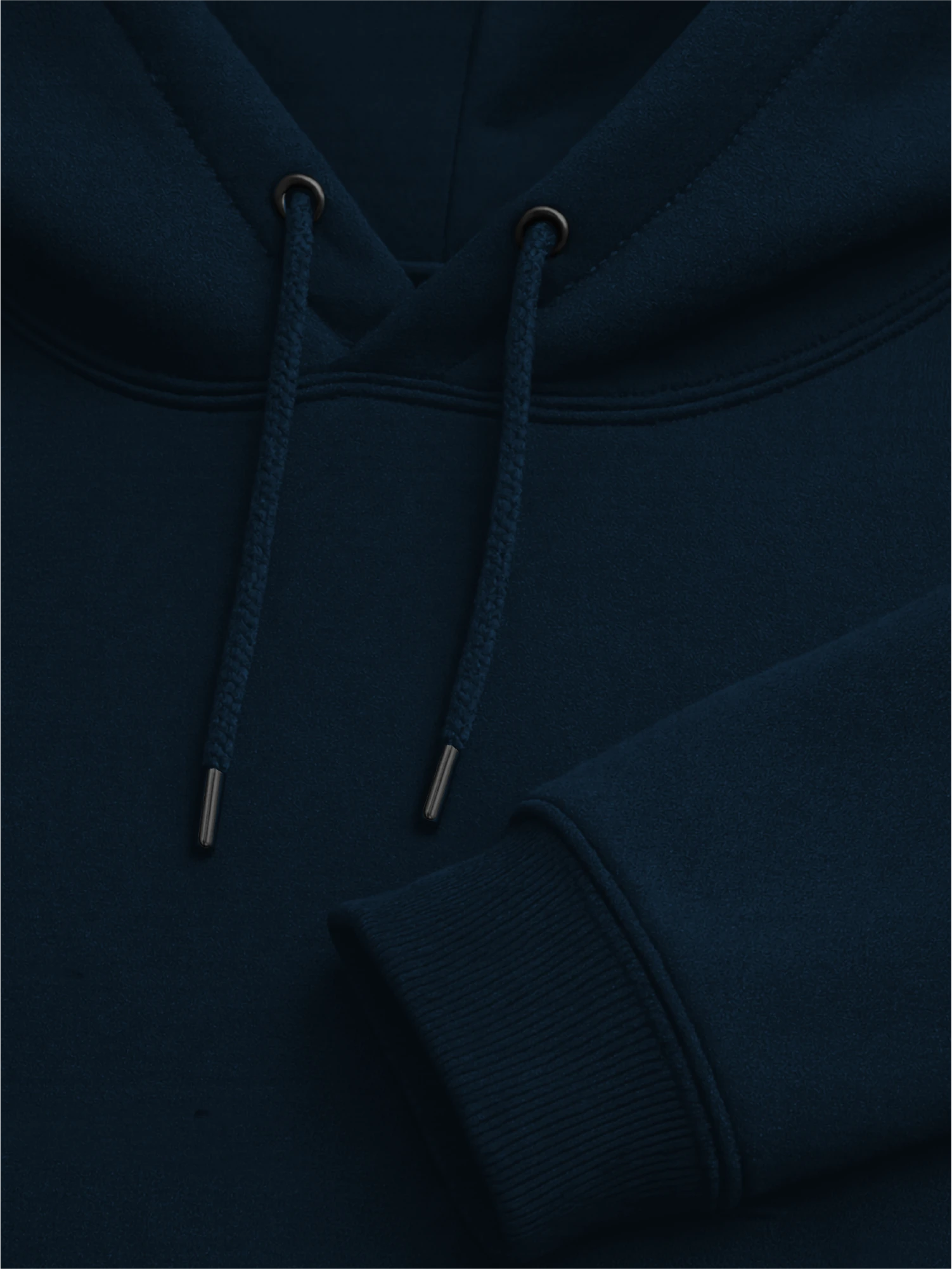 French Navy organic hoodie drawcord neckline and rib detail