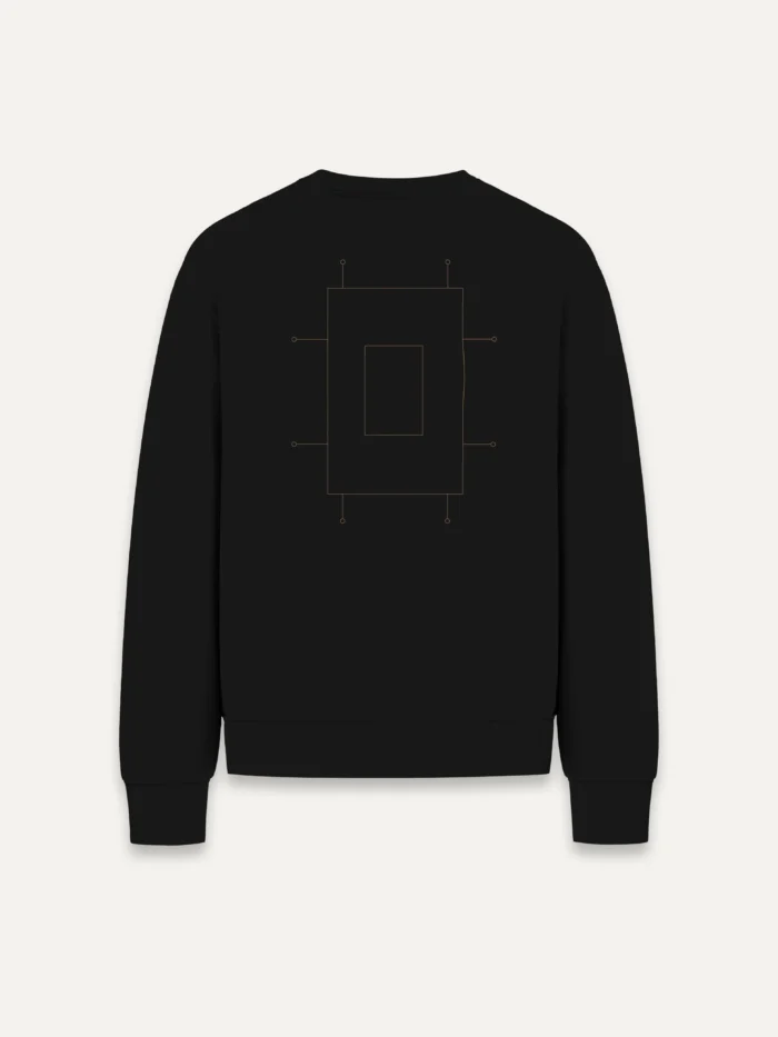 Prepared Tension black organic sweatshirt with back line artwork