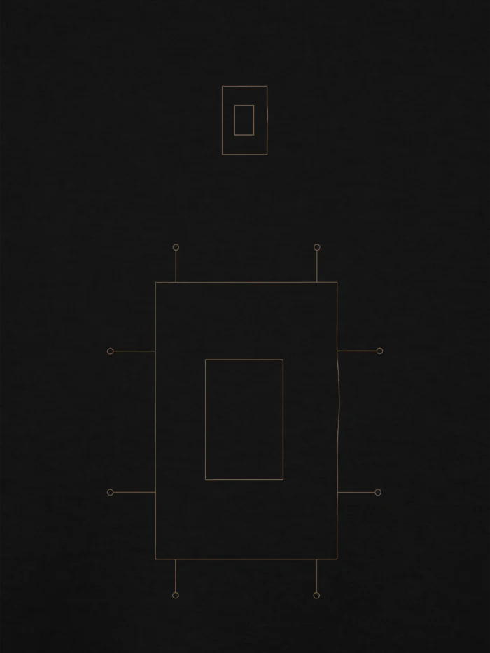 Prepared Tension fine-line artwork printed on black organic cotton