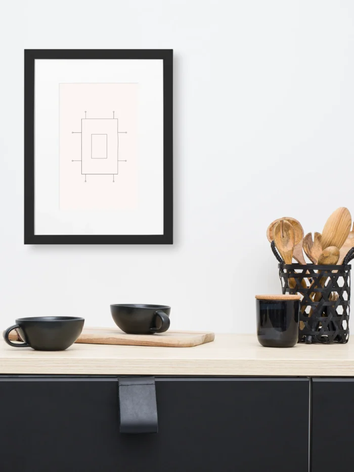 Prepared Tension framed wall art displayed in a kitchen
