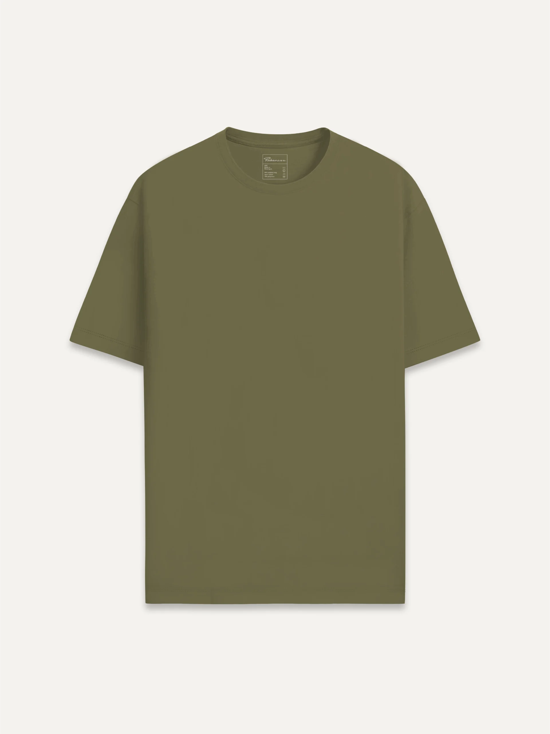 Plain front of Khaki Soil organic cotton T-shirt