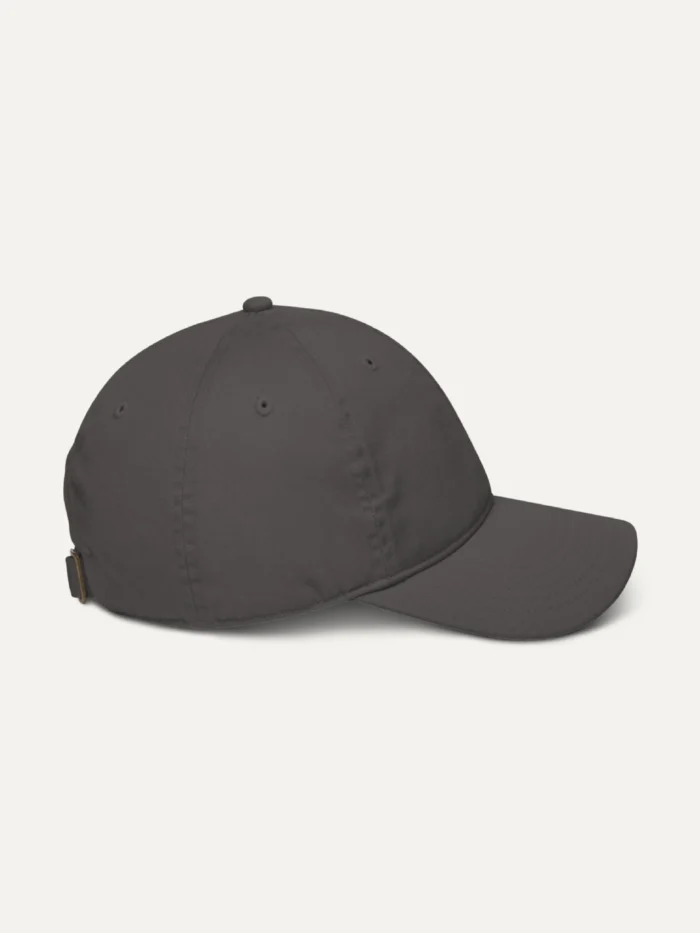 Displaced Ground Organic Cotton Twill Cap — Charcoal, side view